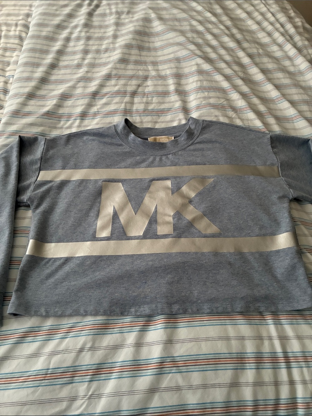 Michael Kors women’s blue Sweatshirt with Metallic MK Logo
